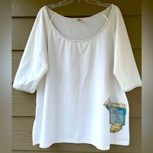 NWOT ml Matimil Trend 3/4 Sleeve Ivory Cotton Stretch T- Shirt Tunic Top Size 18